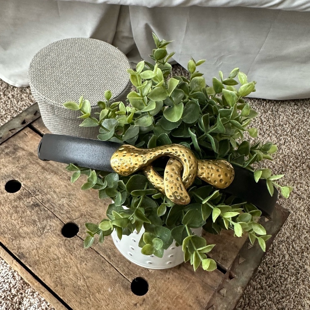 Chico's Black Belt with Gold Sculptural Buckle